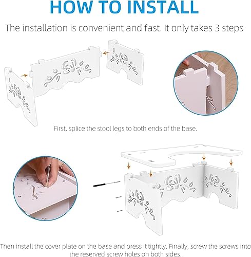Vista 6 de Fanwer Taburete de inodoro en cuclillas, taburete para baño, compuesto de madera y plástico, 7 pulgadas, adultos y ancianos