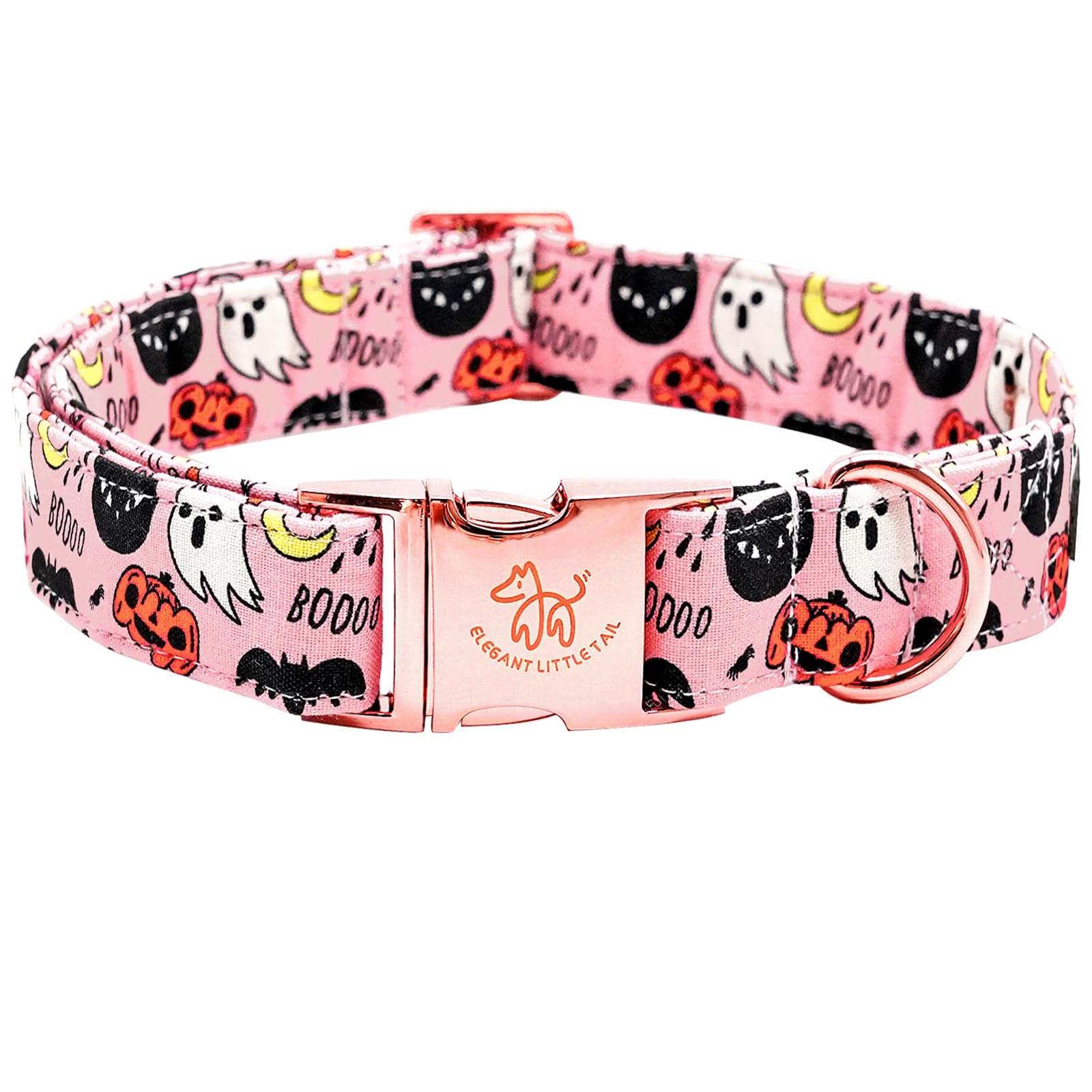 Elegant little tail Halloween Dog Collar, Autumn Pet Collar Durable Pink Dog Collars Male or Female Holiday Pet Gift Adjustable Dog Collar for X-Large
