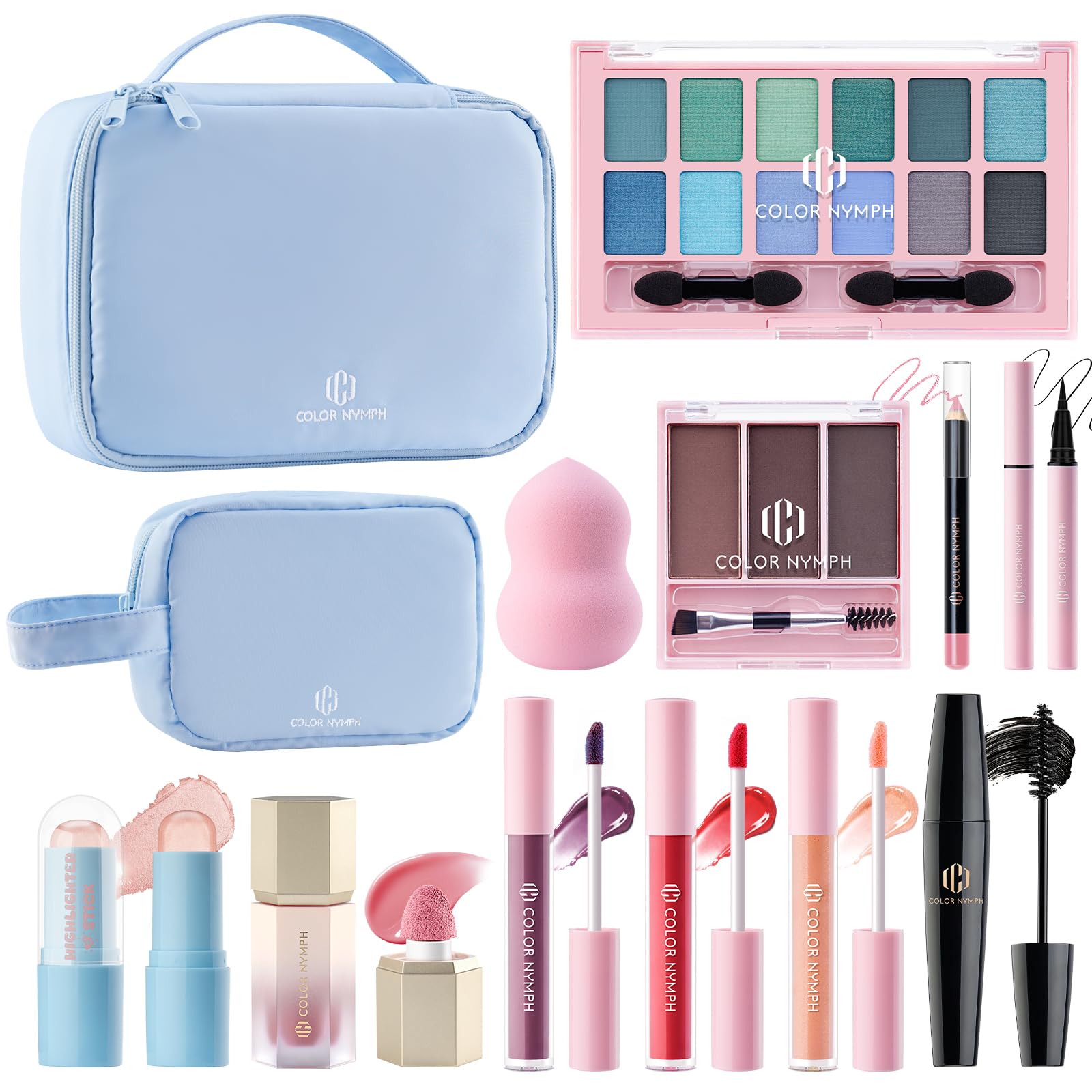 Color Nymph Makeup Bag for Teen Girls with Makeup Travel Organizer - Blue