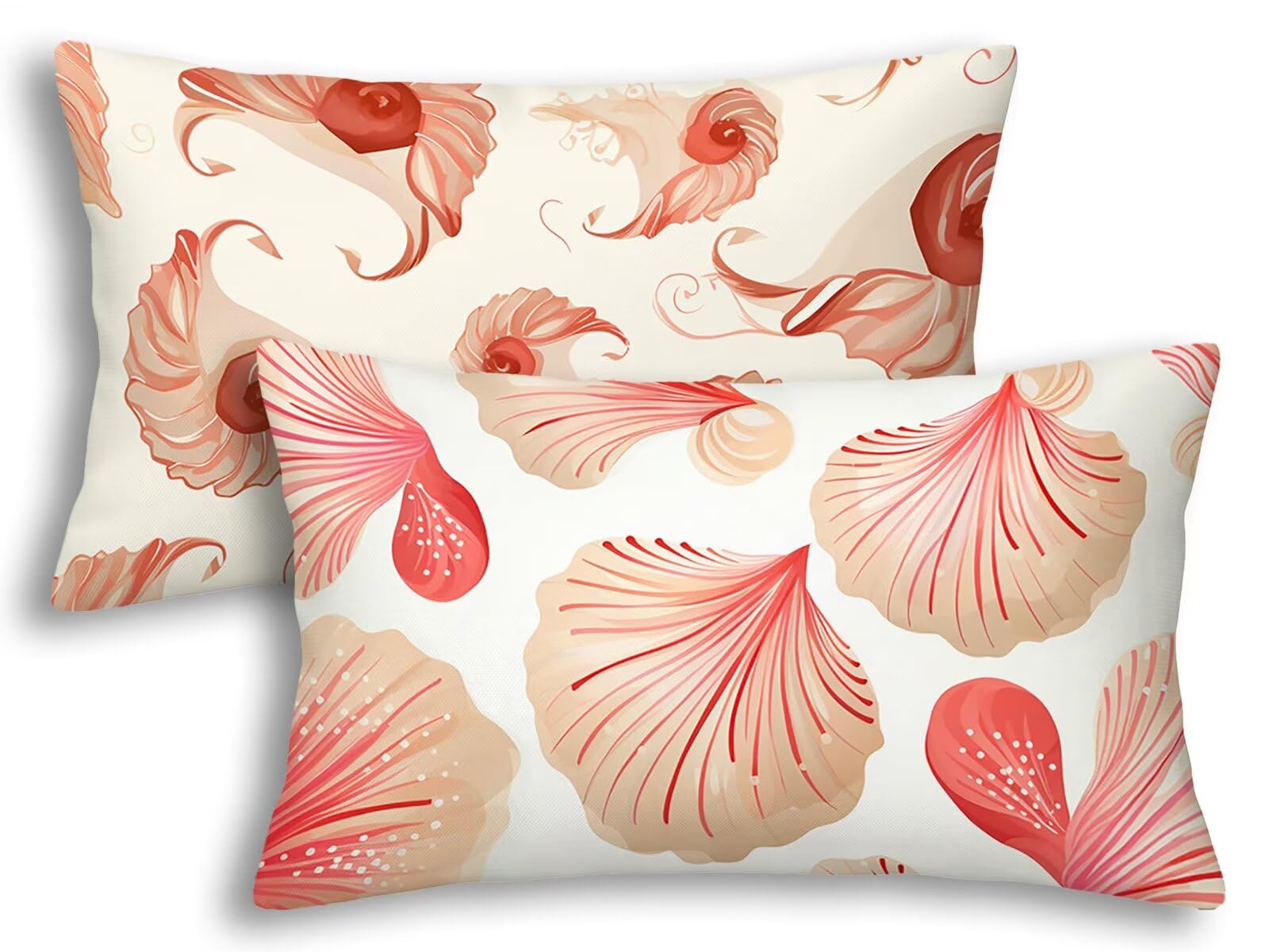 Housse coussin exterieur impermeable rose de qualite superieure 40x60 cm taie coquille