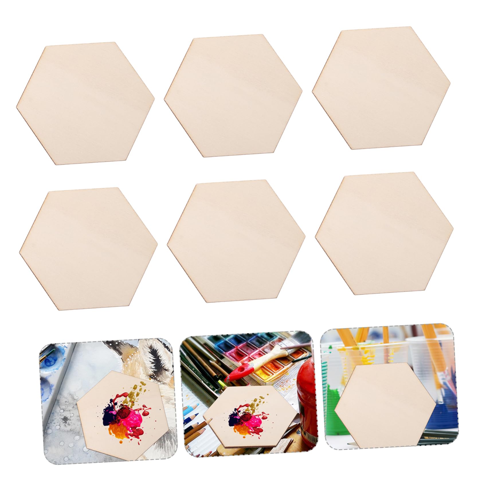 100 Pezzi Fette di Legno Esagonali Naturali Non Finiti per Progetti Fai da Te Decorazioni Artistiche Beige per Hobby Creativi