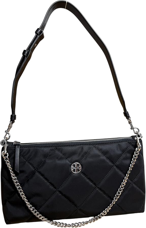 Tory Burch Women's Willa Quilted Nylon Zip Shoulder Bag (Black