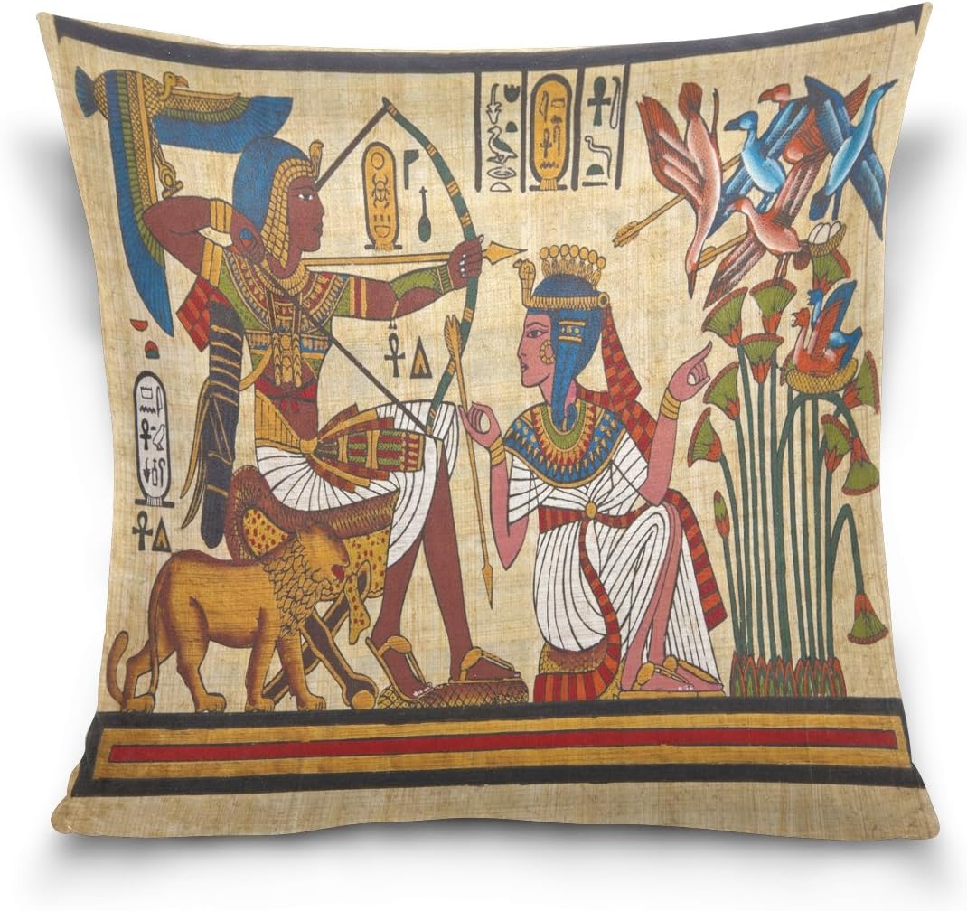 Use7 Throw Pillow Case Decorative Cushion Cover Square Pillowcase, Antique Egyptian Papyrus Art Sofa Bed Pillow Case Cover(40 x 40cm/16 x 16 Inches) Twin Sides