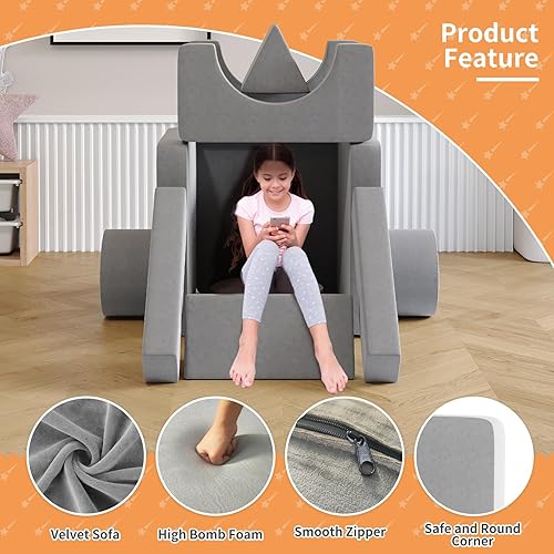 Miniatura 14 de Sofá modular de juegos para niños, 13 piezas, sofá modular para niños, sofá infantil para sala de juegos, sofá modular para niños y niñas, sofá de