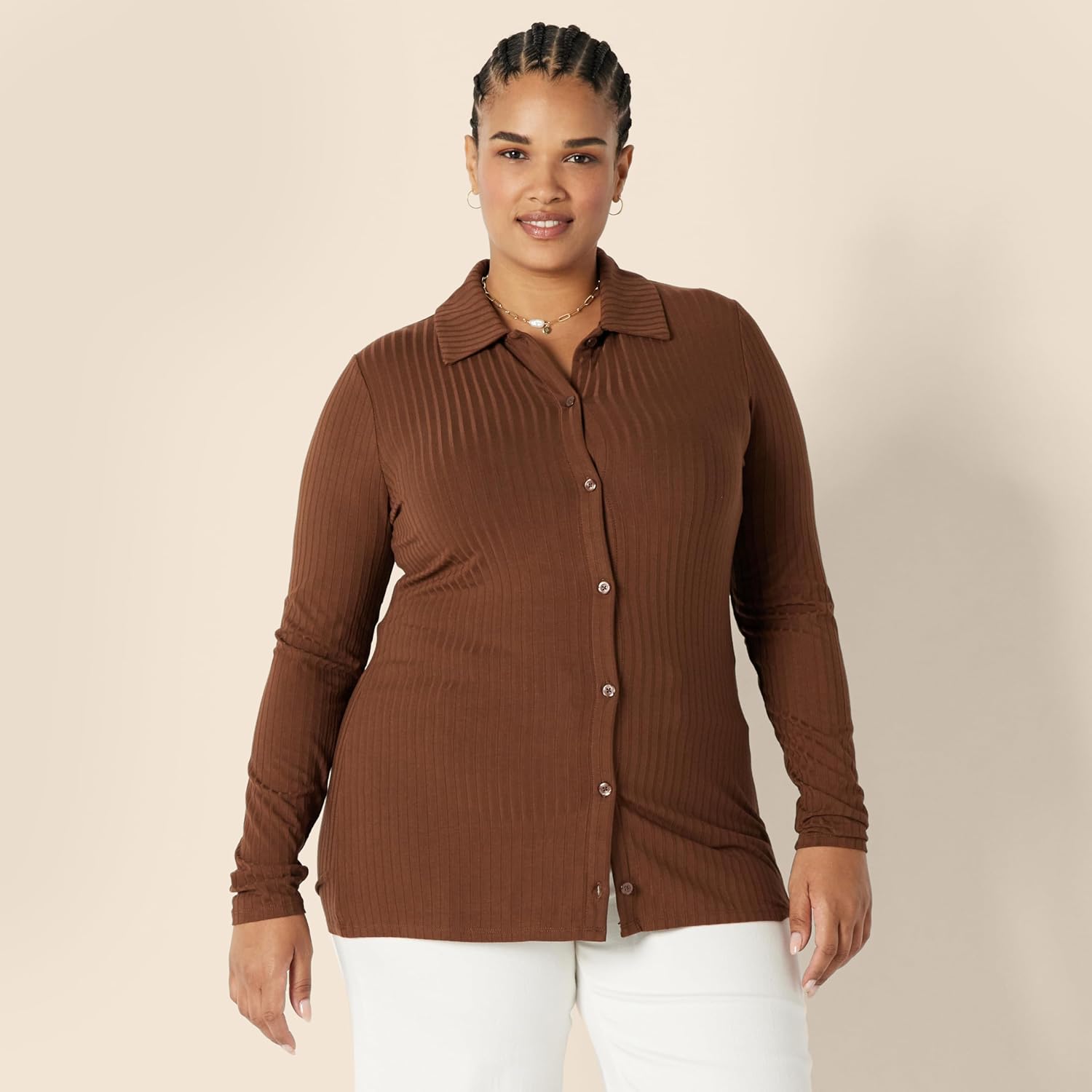 Amazon Essentials womens Wide Rib Long Sleeve Button-up Collared Cardigan (Pants Sold Separately) - Image 3