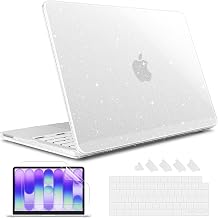 May Chen Compatible with MacBook Neo 13 inch Model A3404 2026 Release, Slim & Lightweigh Frosted Finish Protective Case with Keyboard Cover&Screen Protector, Glitter Clear
