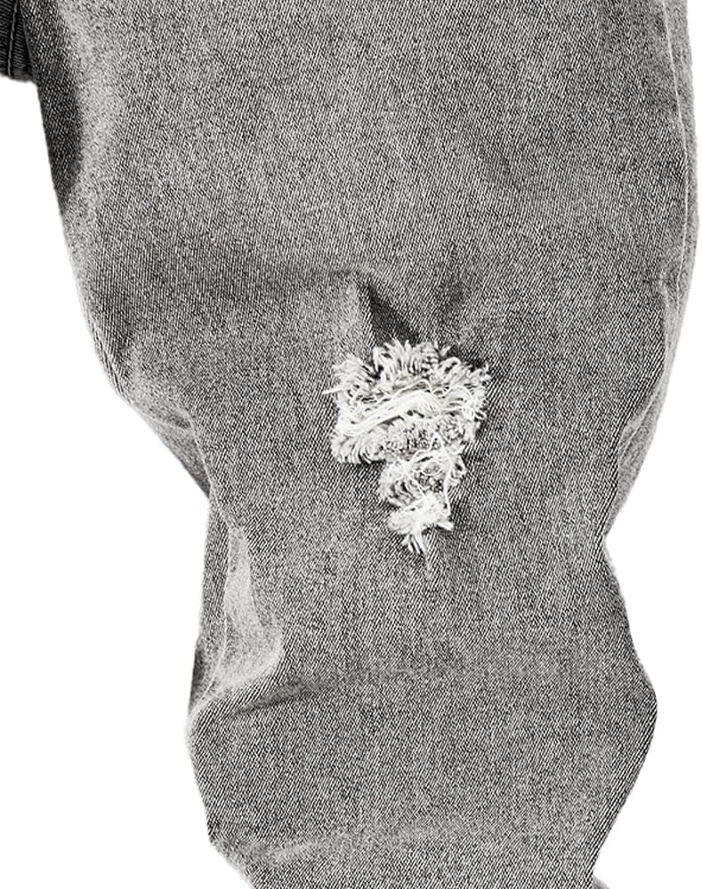 Nivne Tco Tween Boys Ripped Jeans Slim Straight Fit Destroyed Distressed Trousers Casual Denim Pants with Zipper Fly - Image 2