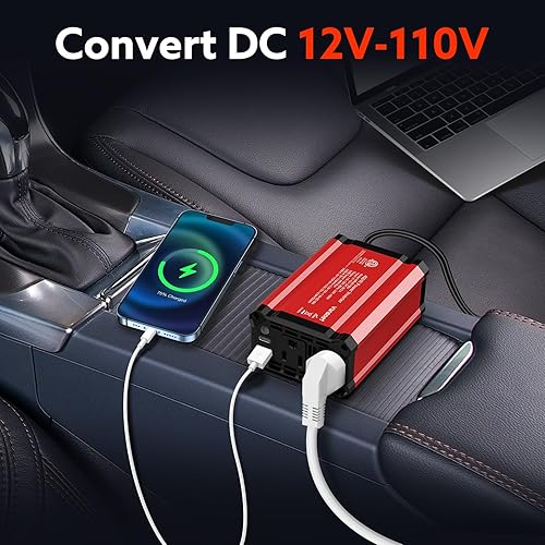Miniatura 7 de vansoet Inversor de potencia de 400 W inversor de automóvil con puerto USB C PD de 30 W y puerto USB QC de 18 W - Salida USB máxima de 48 W -