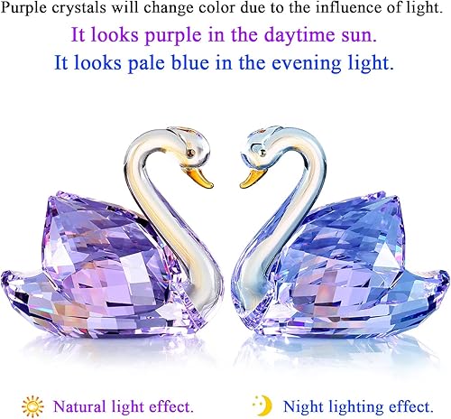 Miniatura 10 de DOJOZ Cisne de cristal, un par de regalos dulces para el día de San Valentín, colección de figuras brillantes de pisapapeles para centro de mesa