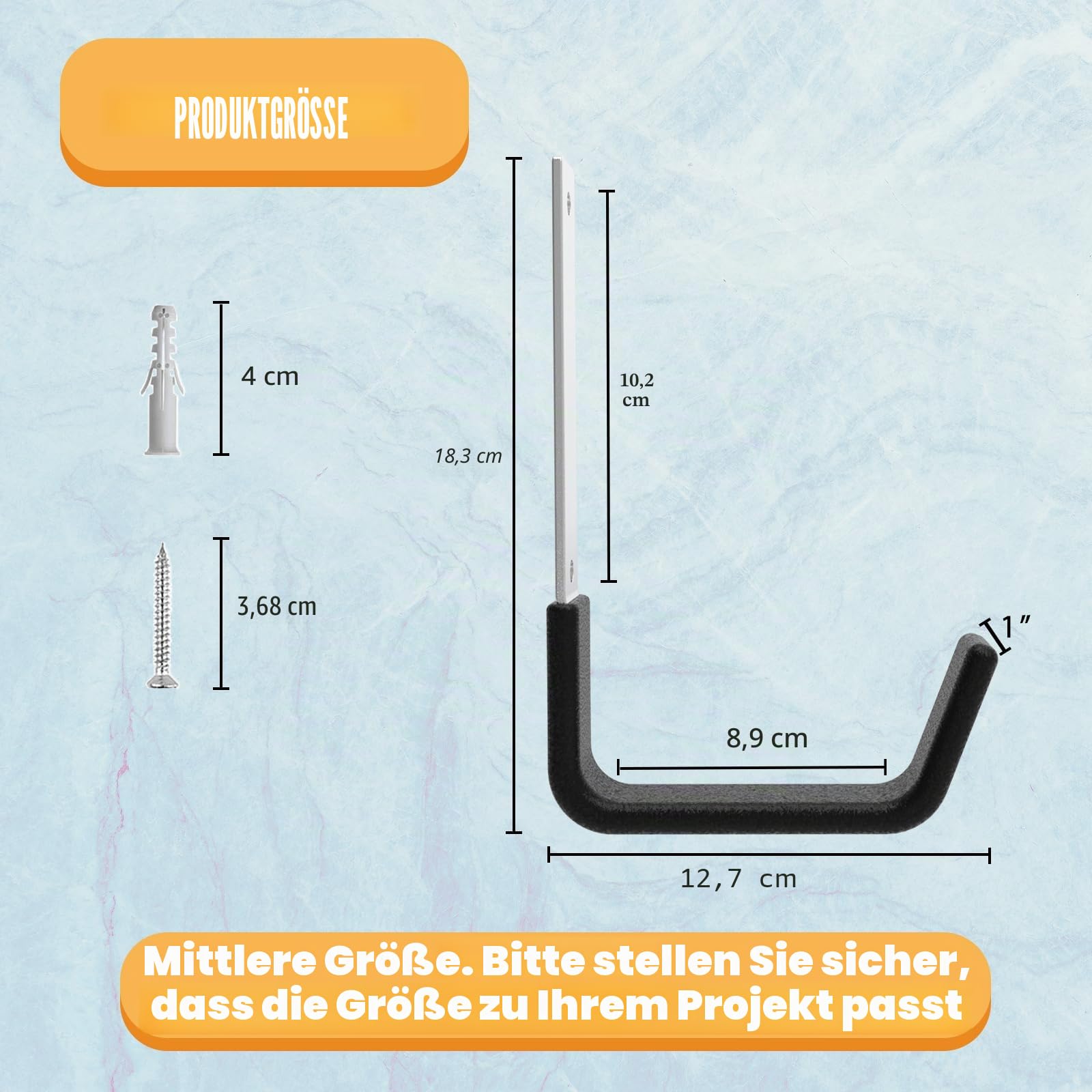 Robuste Haken für Garage, Aufbewahrung, Utility-Haken, Wandhalterung, Garagenhaken, strapazierfähig, Garagen-Wandhaken, Schlauchhalter, Leiterhaken, Laubgebläse-Aufhänger (2 mittlere)