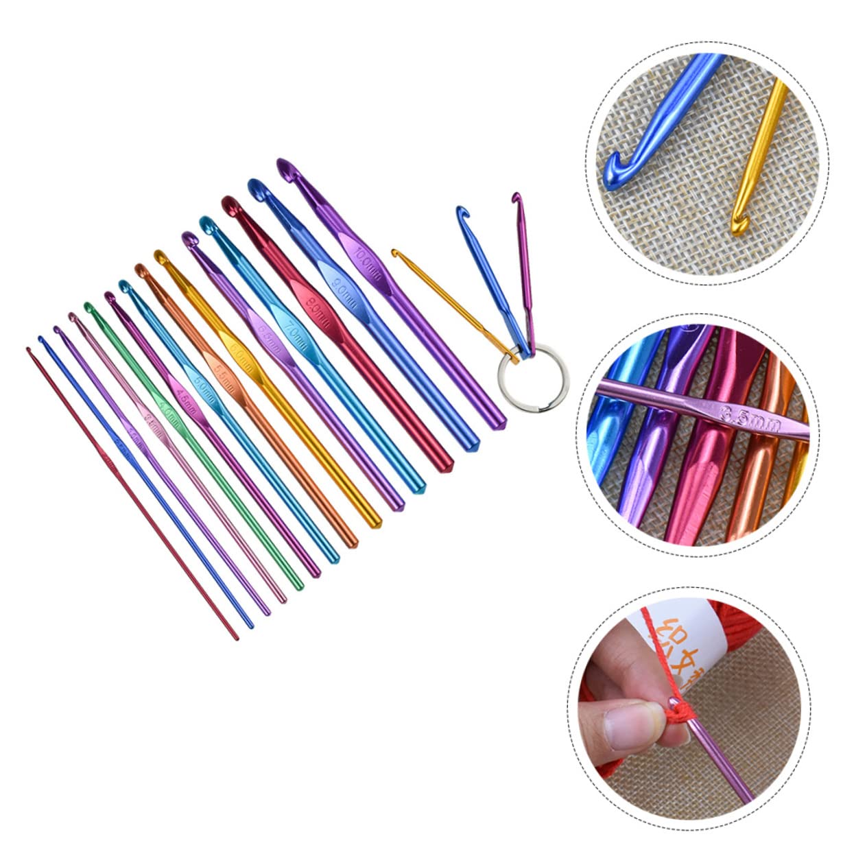 OSALADI 17Pcs Crochet Hooks Kit with Embroidery Needles for Knitting Weaving for Handmade Crafts Includes Various for Sweaters Scarves Blankets