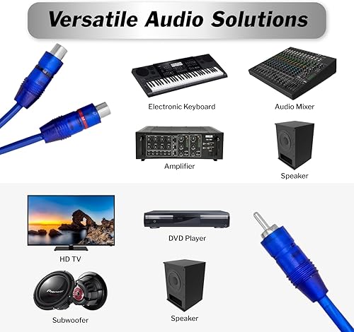 Miniatura 6 de InstallGear Conector divisor adaptador RCA Y blindado de 1 pie de 1 macho a 2 hembra, divisor RCA, paquete de 2