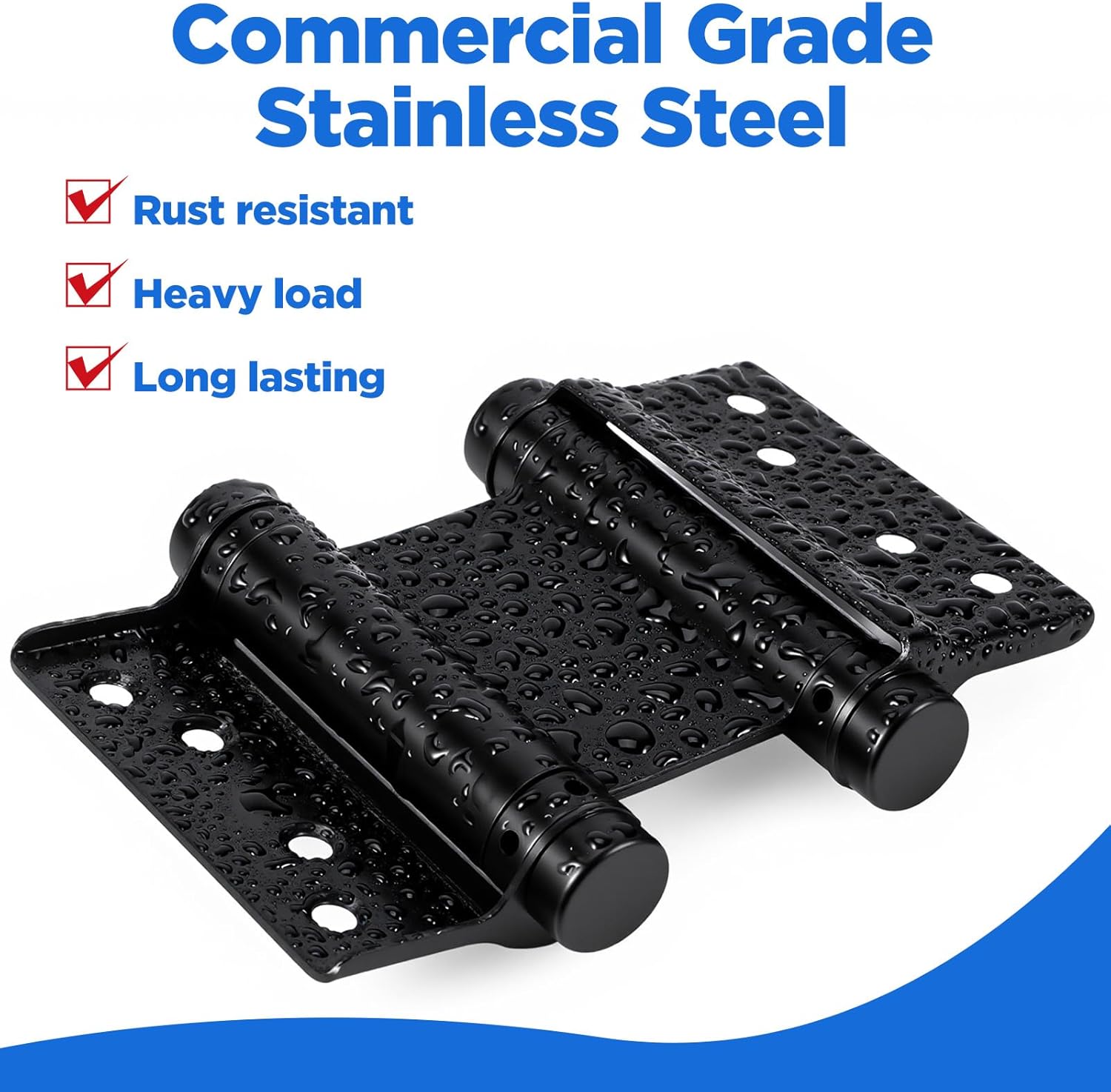 4pcs Saloon Door Hinges Two Way gate Hinges Double Sided Hinge self Closing Door hingess Swinging Doors Hinge Black with Screws Commercial Grade, Cafe, and Bar, Matte