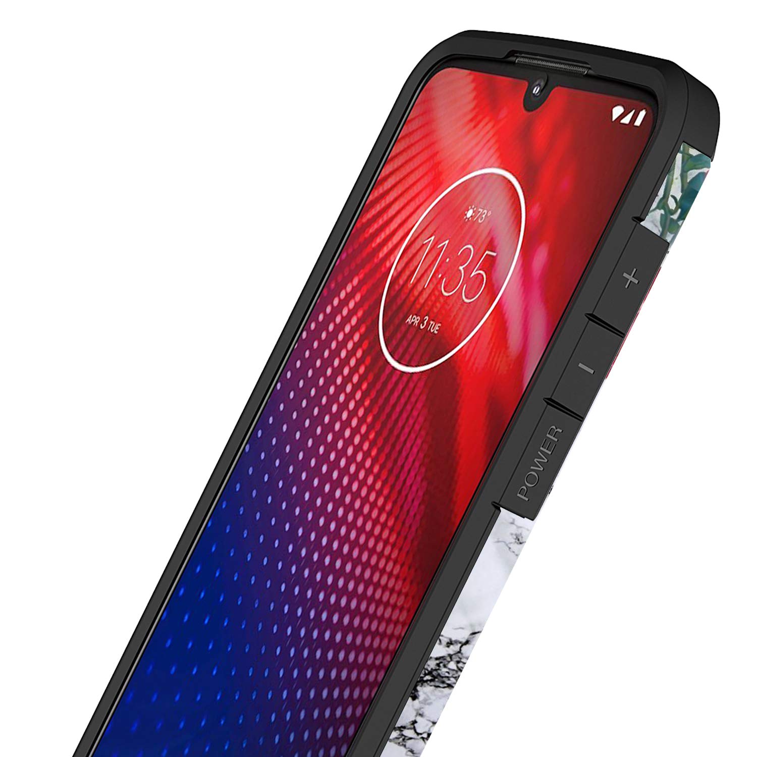 Custodia In Pelle Con Portafoglio E Stand Per Motorola Moto Z4 / Z4 Play - Fiore Rosa, TPU, Slot Carte - 2