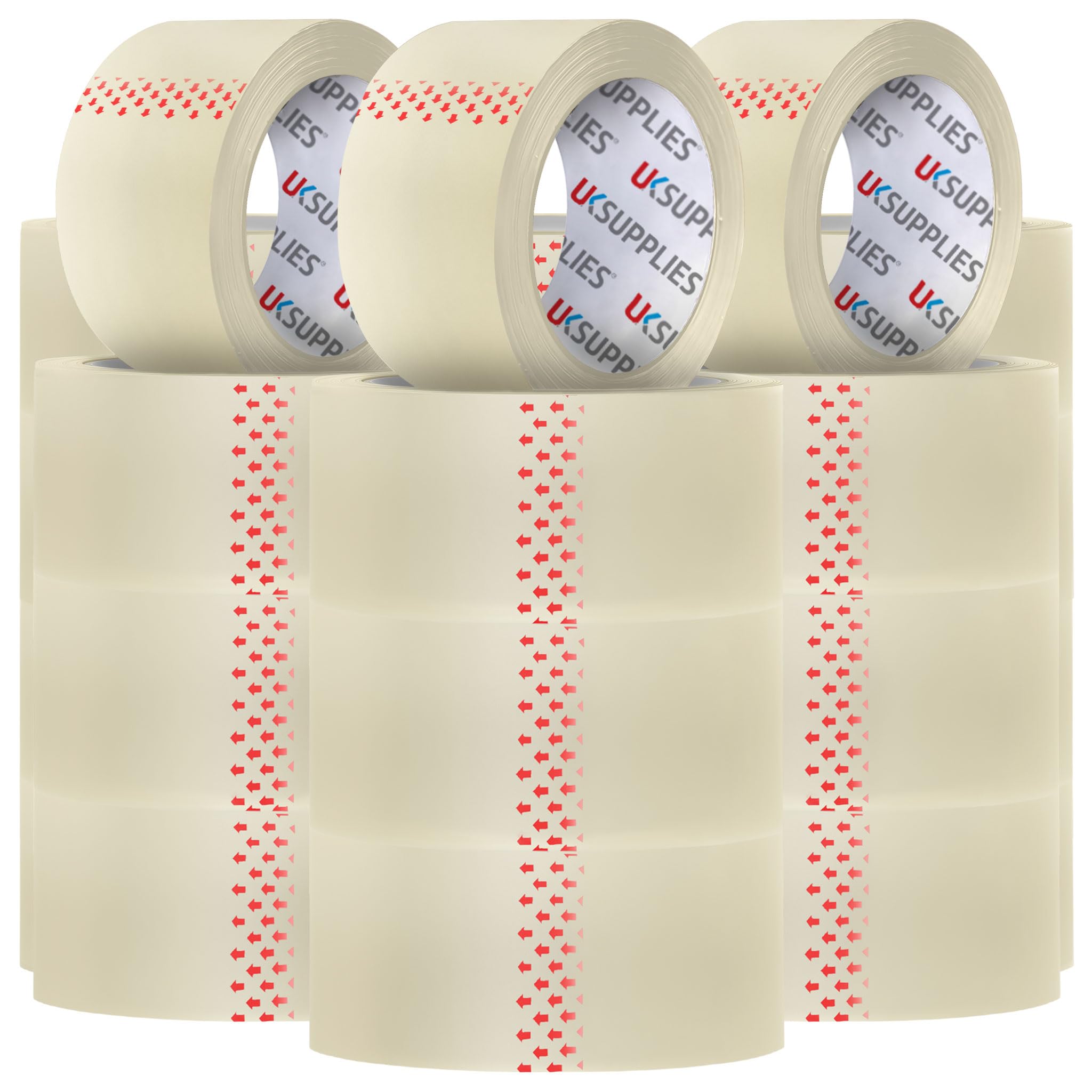 UK SUPPLIES LIMITED 48 Rolls LOW NOISE Premium Clear Packaging Tape (All Pack Sizes) 48MM X 66M Extra Strong Secure Sticky Adhesive Durable Parcel Sealing Tape for Packing Boxes & Moving Houses