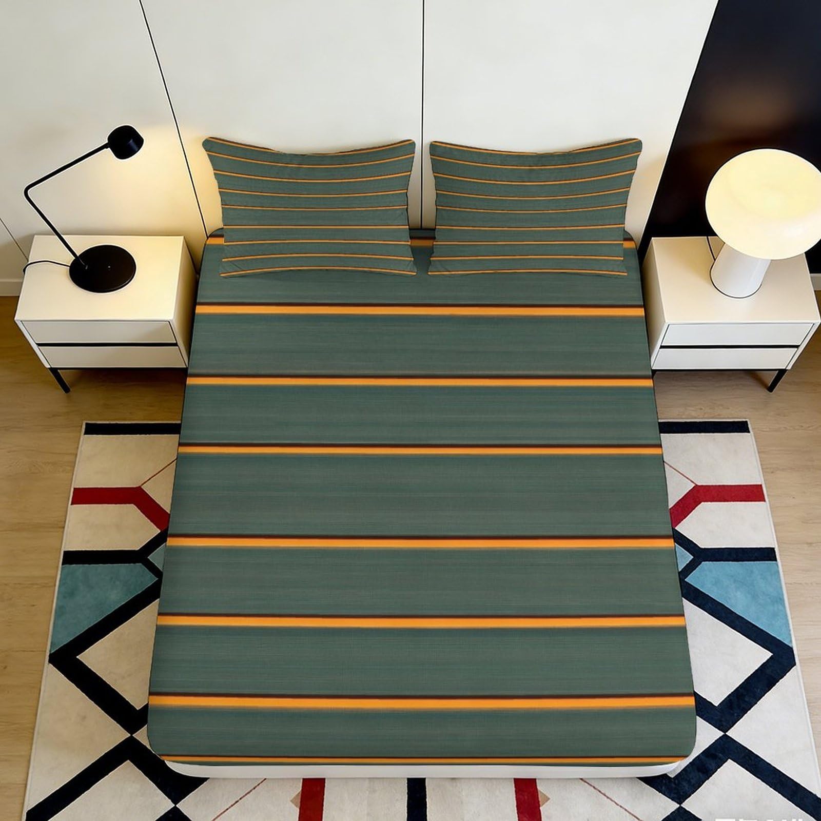 3D Printed Lotus Zen Fitted Sheet Microfiber Deep Pocket Non-Slip Bedroom Bedding Lotus Mattress Fitted Cover 200x200x25cm
