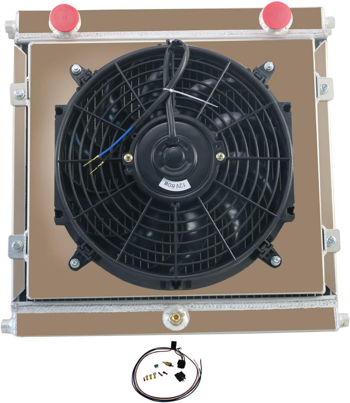 3 Row Aluminum Radiator Shroud Fan Relay For Dragster/Roadster Style Double Pass
