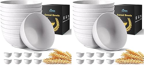 Miniatura 9 de HOTEC Tazones de cereal de paja de trigo irrompibles sin BPA, aptos para microondas y lavavajillas, cuencos de sopa y ensalada, juego de 8, 26