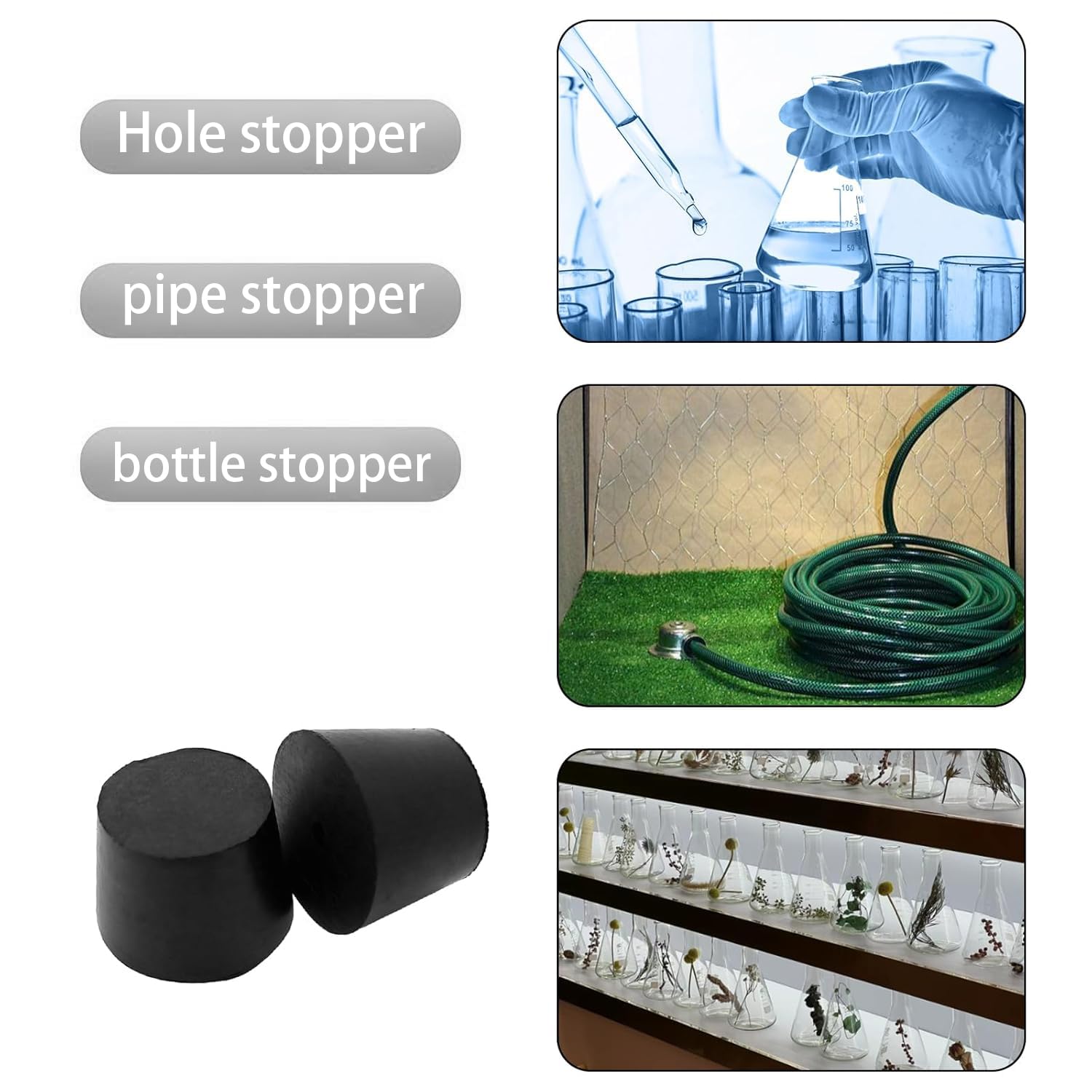 TOP-VIGOR 5Pcs Rubber Tapered Plug, 33mm to 41mm Solid Silicone Stopper - Image 4