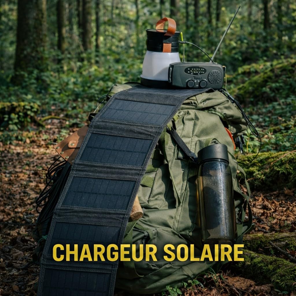 Kit de Survie XXL Sac à Dos et Bivouac Autonome | Équipement Multi-outils, Hamac avec Moustiquaire, Panneau Solaire Inclus, Trousse de Premiers Secours, Cuisine de Camping