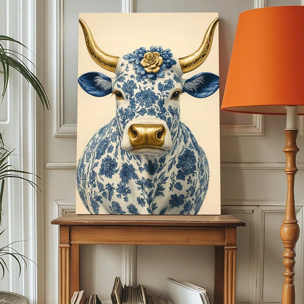 PEWFBS Bull Art For Animal Lovers, Wall Arts, Posters Wall Decor For Restaurants, Cafes Pubs, Artworks Pictures for Living Room(30x40cm/Without frame)