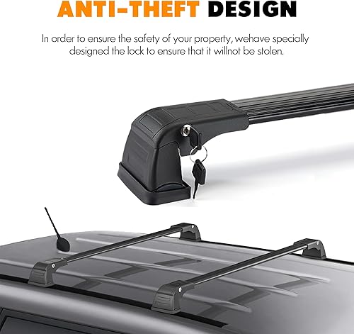 Miniatura 3 de Barras transversales antirrobo compatibles con Kia Soul 2014, 2015, 2016, 2017, 2018, 2019, barras transversales de aluminio resistentes con
