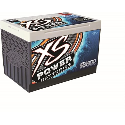 XS Power D3400 3300 Amp AGM Battery with M6 Terminal Hardware - 12 Volt 80Ah 1150CA Deep Cycle AGM Powercell for Winch, Car Audio Systems - 49.97 lbs, Maintenance Free, Sealed Design