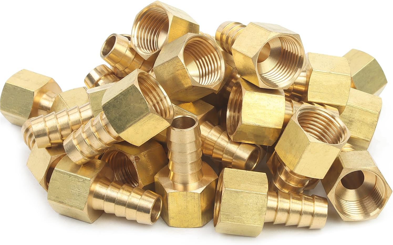 LTWFITTING Brass Fitting Coupler 1/2-Inch Hose Barb x 1/2-Inch Female NPT Fuel Water Boat(Pack of 30)