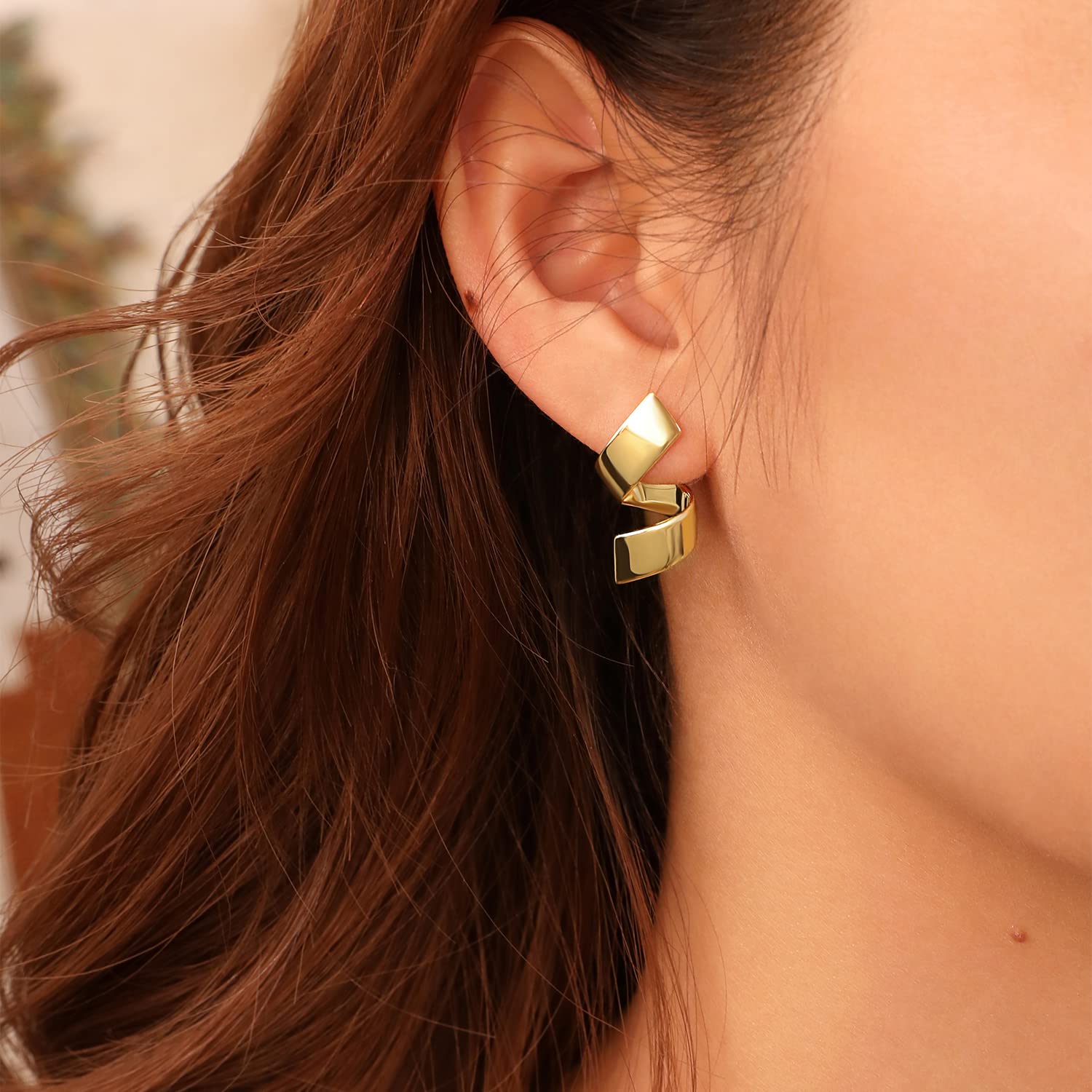 925 Orecchini a tortiglione in argento Sterling per donne Orecchini in oro Dainty fatti a mano Orecchini di Natale ipoallergenici Regalo per ragazze, Oro