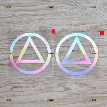 Alcoholics Anonymous AA Symbol Decal Sticker Vinyl Round - 2 Pack Holographic Iridescent 4 Inches - No Background for Car Boat Laptop