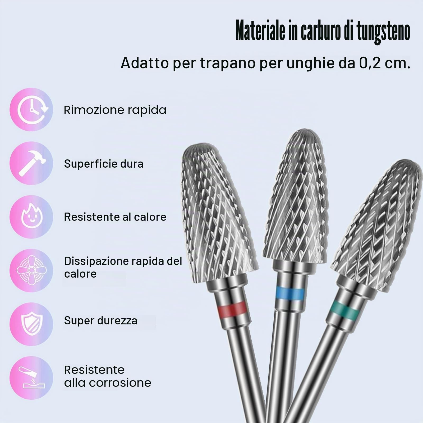 Set di 13 punte da trapano per unghie, 3 punte in carburo di tungsteno, 3 punte da trapano in ceramica, 6 punte per trapano diamantate, 1 pennello, punte da trapano da 3/32 per manicure pedicure