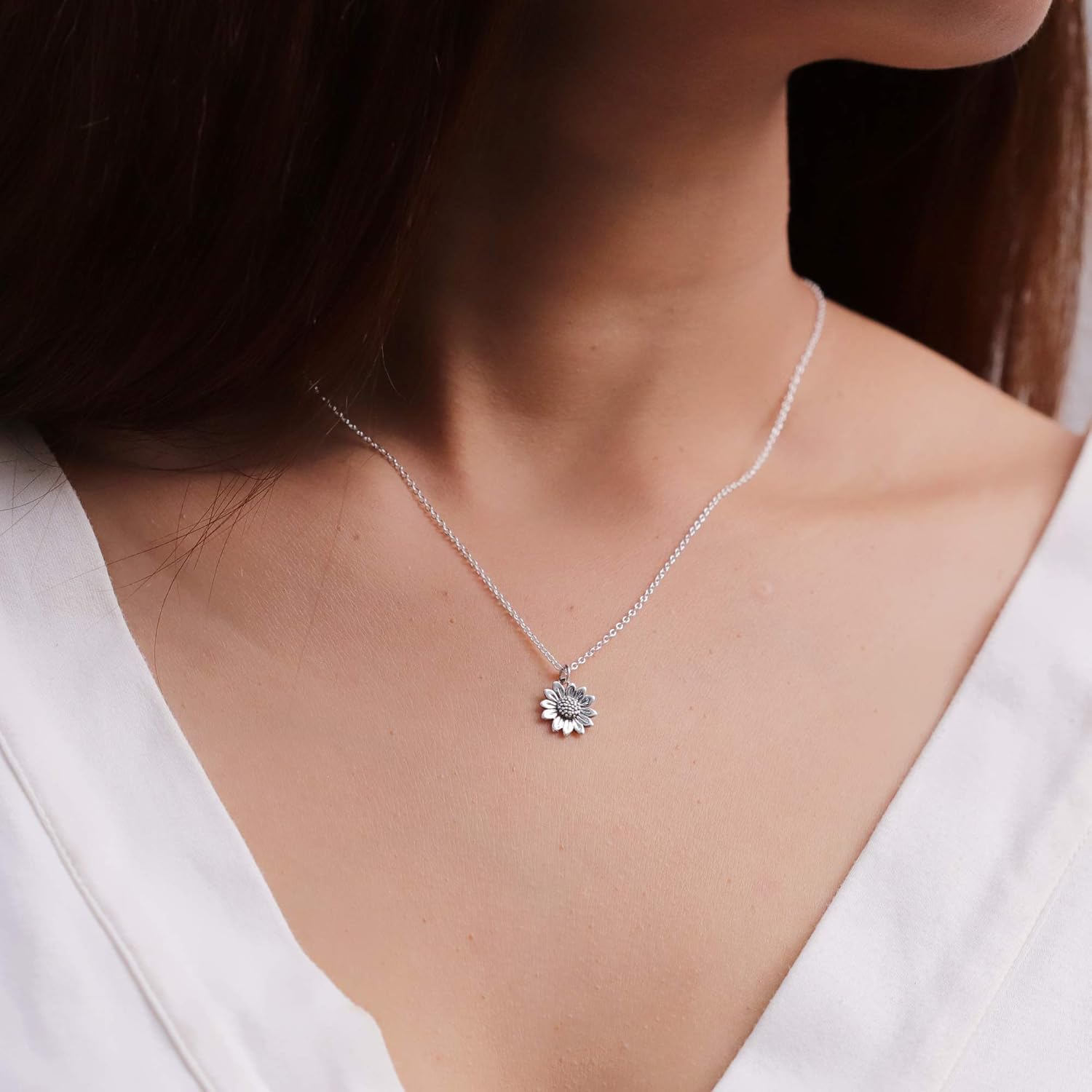 Boma Jewelry Sterling Silver Sunflower Pendant Necklace, 18 Inches - Image 5