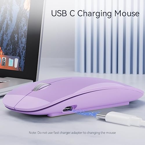 Miniatura 2 de Uiosmuph Ratón inalámbrico G11, mouse de computadora recargable USB C, ratones silenciosos delgados de 2.4 GHz óptico con receptor USB Nano y
