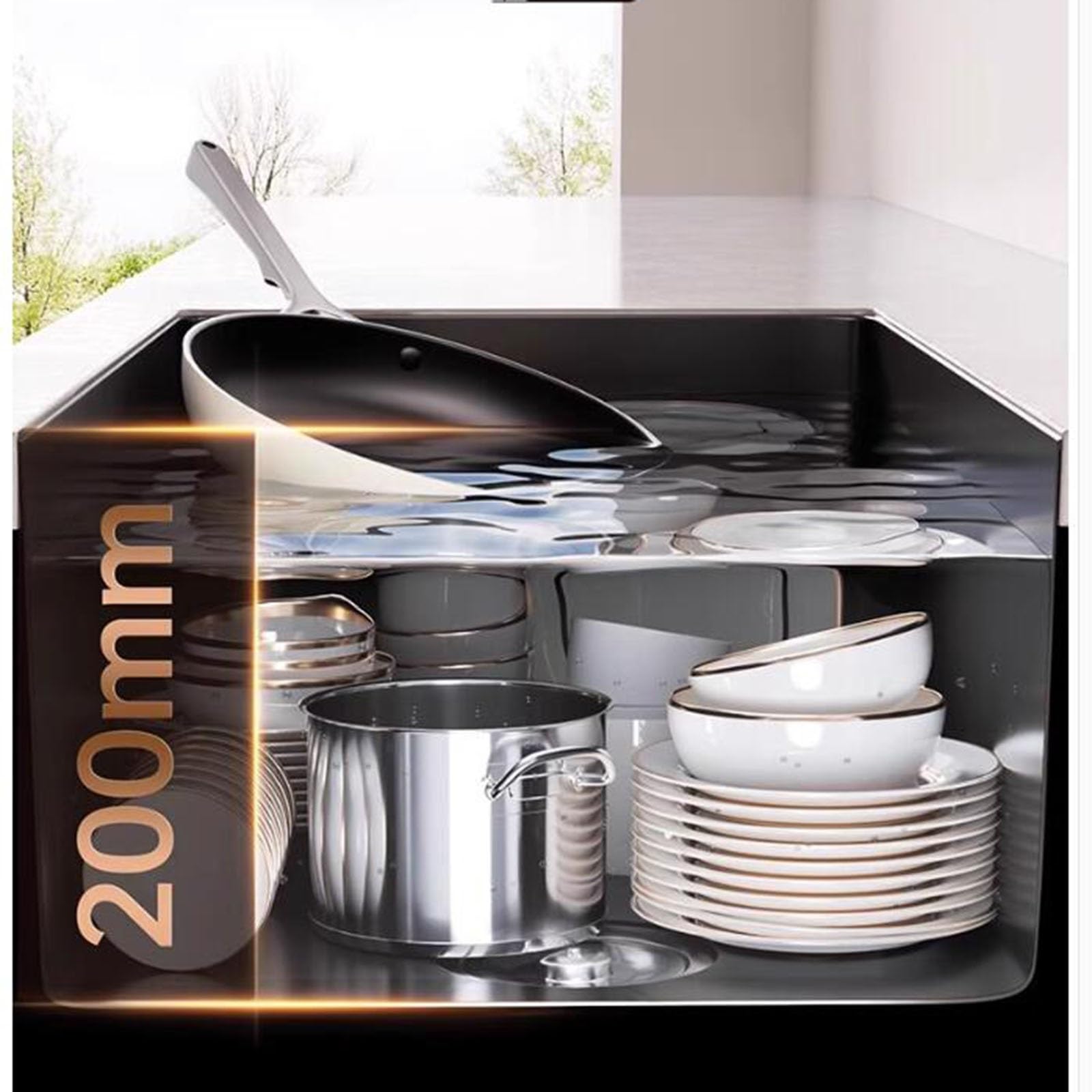 Fregadero De Sifón Sobre Encimera De Acero Inoxidable Con Grifo. Fregadero De Un Seno De Varios Tamaños Lavabo De Cocina Lavabo Para Lavarse Las Manos En El Baño ( Color : Black steel , S : 68*45*20cm