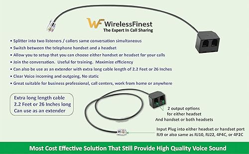 Miniatura 2 de Adaptador de entrenamiento telefónico Y Splitter para auriculares o auricular para Nortel Meridican, Norstar, Avaya, Ashtra, Mitel, Polycom, Ge y