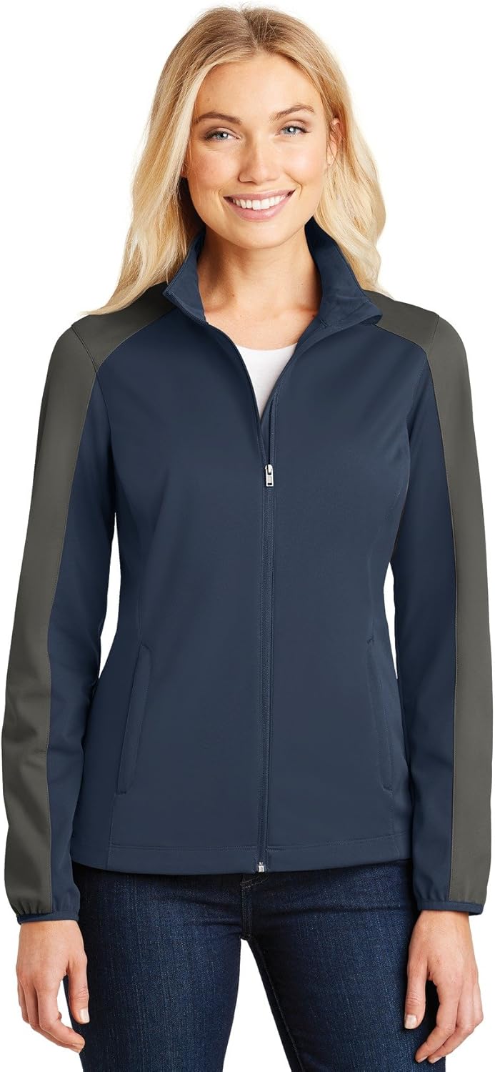 Port Authority Ladies Active Colorblock Soft Shell Jacket. L718 Dress Blue