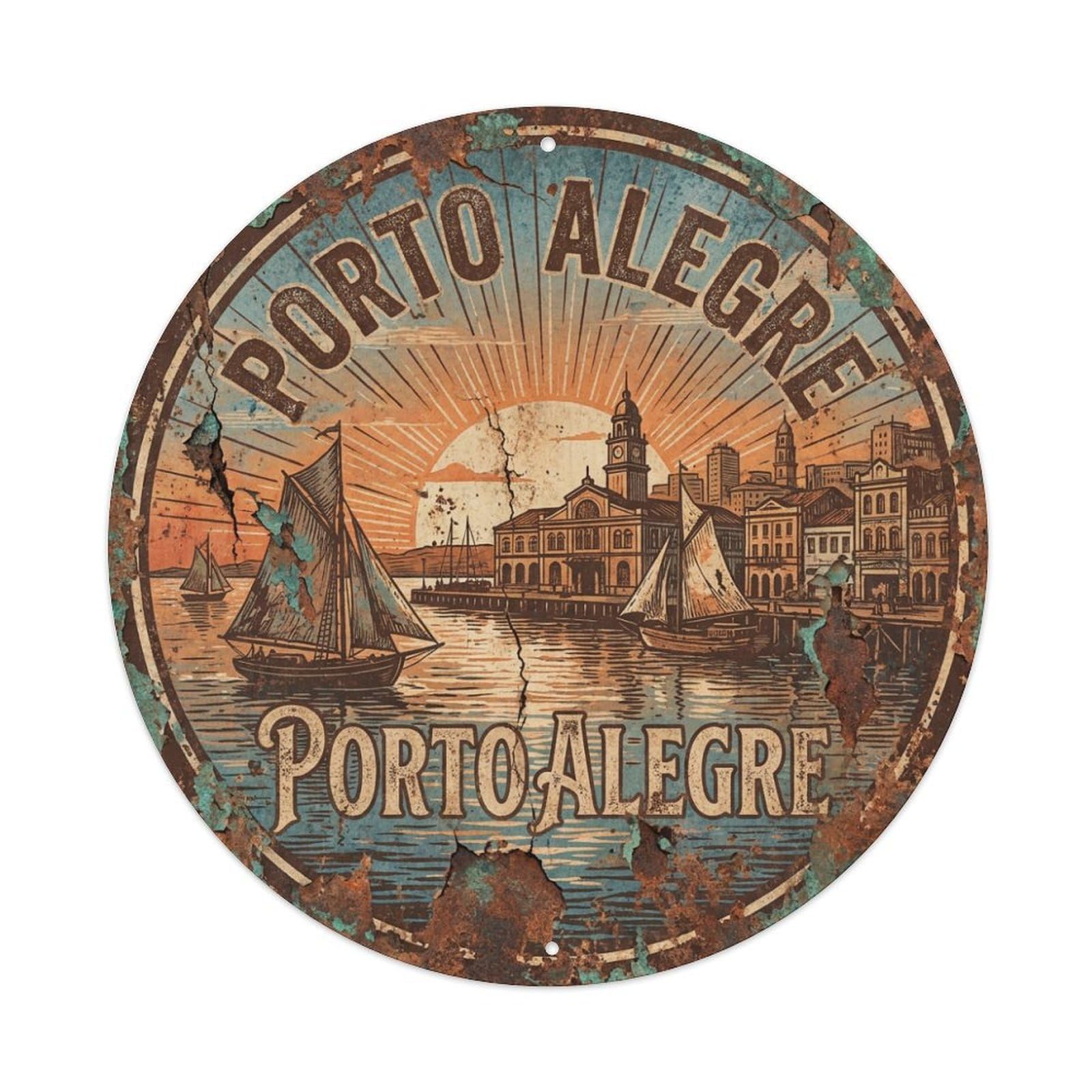 Retro Travel Brazil Porto Alegre Metal Tin Sign
