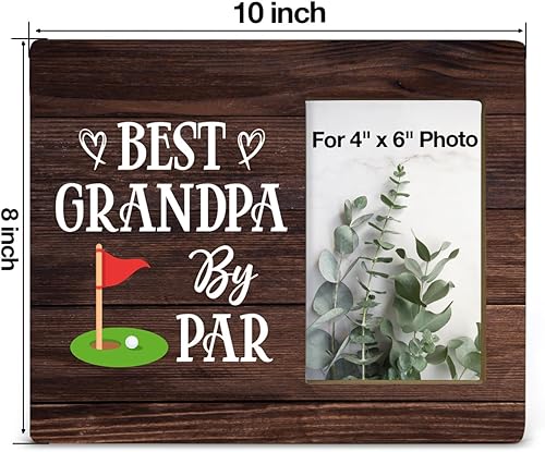 Miniatura 2 de Marco de fotos rústico de madera para el mejor abuelo de parte de tu nieta, nieto, regalos de golf para abuelo, cumpleaños, Navidad, Día del Padre,