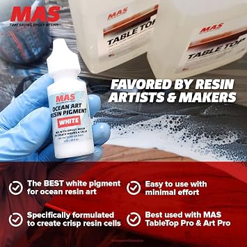 MAS Epoxies Ocean Art Resin Pigment, 1 Oz Bottle, Perfect for Creating Ocean Waves, White Pigment for Epoxy Water Effects on Countertops, Arts and Crafts, Jewelry, and Coasters Making