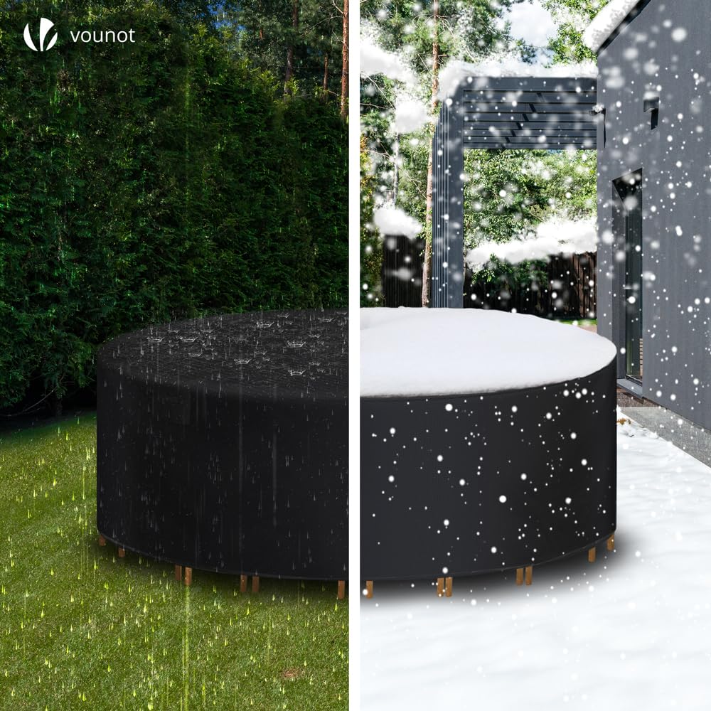 VOUNOT Garden Furniture Covers, 190x73cm, Waterproof, Anti-UV, Windproof, Heavy Duty Oxford Fabric with Reinforced Lines - Image 4