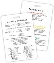 Medication Penicillin Allergy Calculation Safe Antibiotics Contraindications Conversions Acronym Card Badge Reel 6.7x9.9cm Plastic with Lanyard Clip Hole Reference Nurse EMT Paramedic Pharmacist