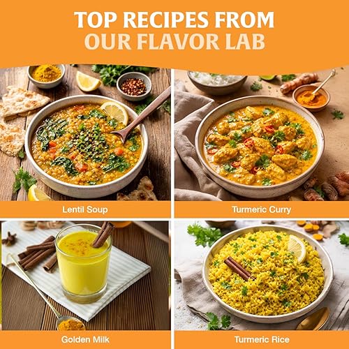 Miniatura 7 de HANDPICK, Cúrcuma orgánica en polvo con curcumina (14 onzas/397g) | Origen auténtico indio | Sin gluten | Hecho de raíz de cúrcuma