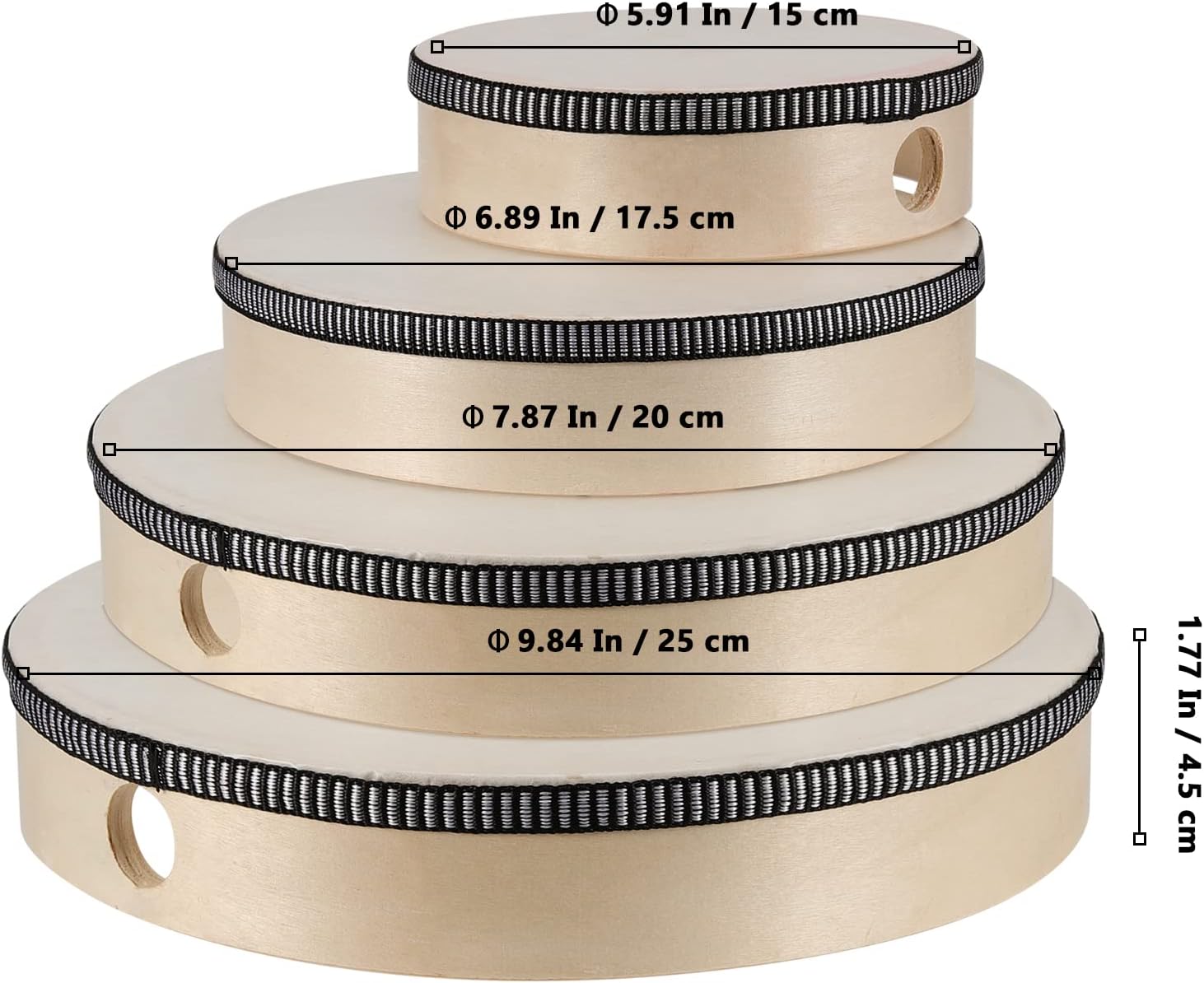 MUKLEI 4 Sizes Wooden Hand Drum Set, Wood Handheld Drum with Strikers, Frame Drum Musical Instrument Percussion Drum for Church, Party, Birthday Gift, 6 Inch/7 Inch/8 Inch/10 Inch 3 71Z8aHOwm4L. AC SL1500