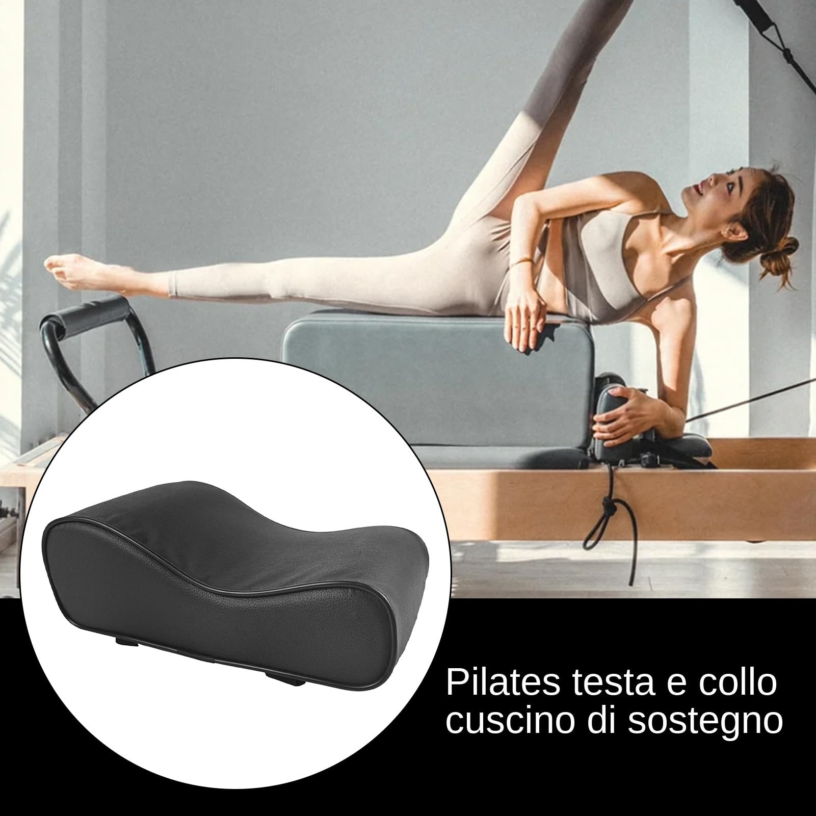 Interactive Yoga Pillow, Head Support Cushion, Pilates Neck Reformer, Ergonomic Contoured Shape, Breathable Foam Padding for Floor Workouts Gym Training Outdoor Exercise Men Women 12.2x6.3x4.33 Inches