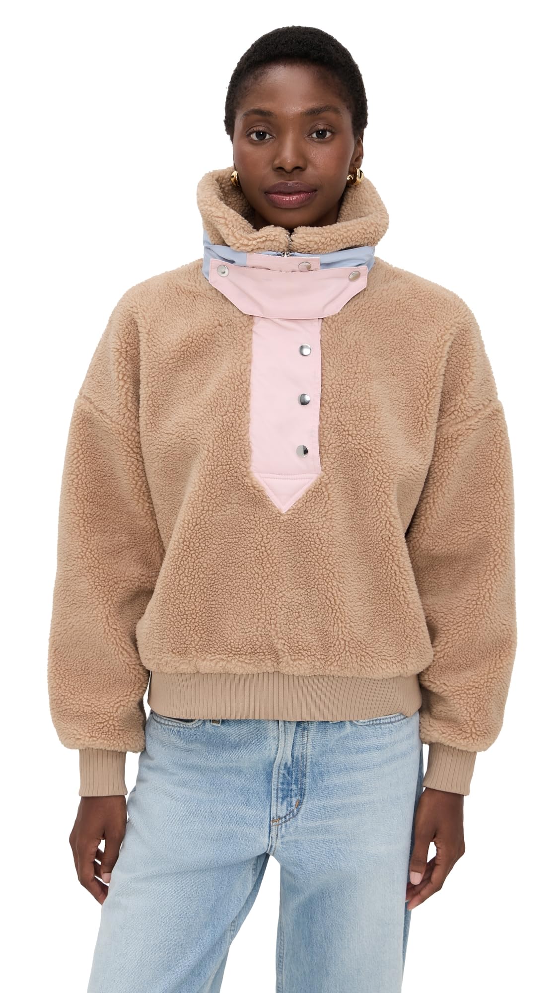 For Love Lemons Womens Caitlyn Sherpa Pullover Sweater