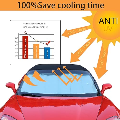 Miniatura 5 de Parasol para parabrisas compatible con Chevrolet Corvette C6 2005-2013, parasol plegable para ventana delantera, visera de protección solar