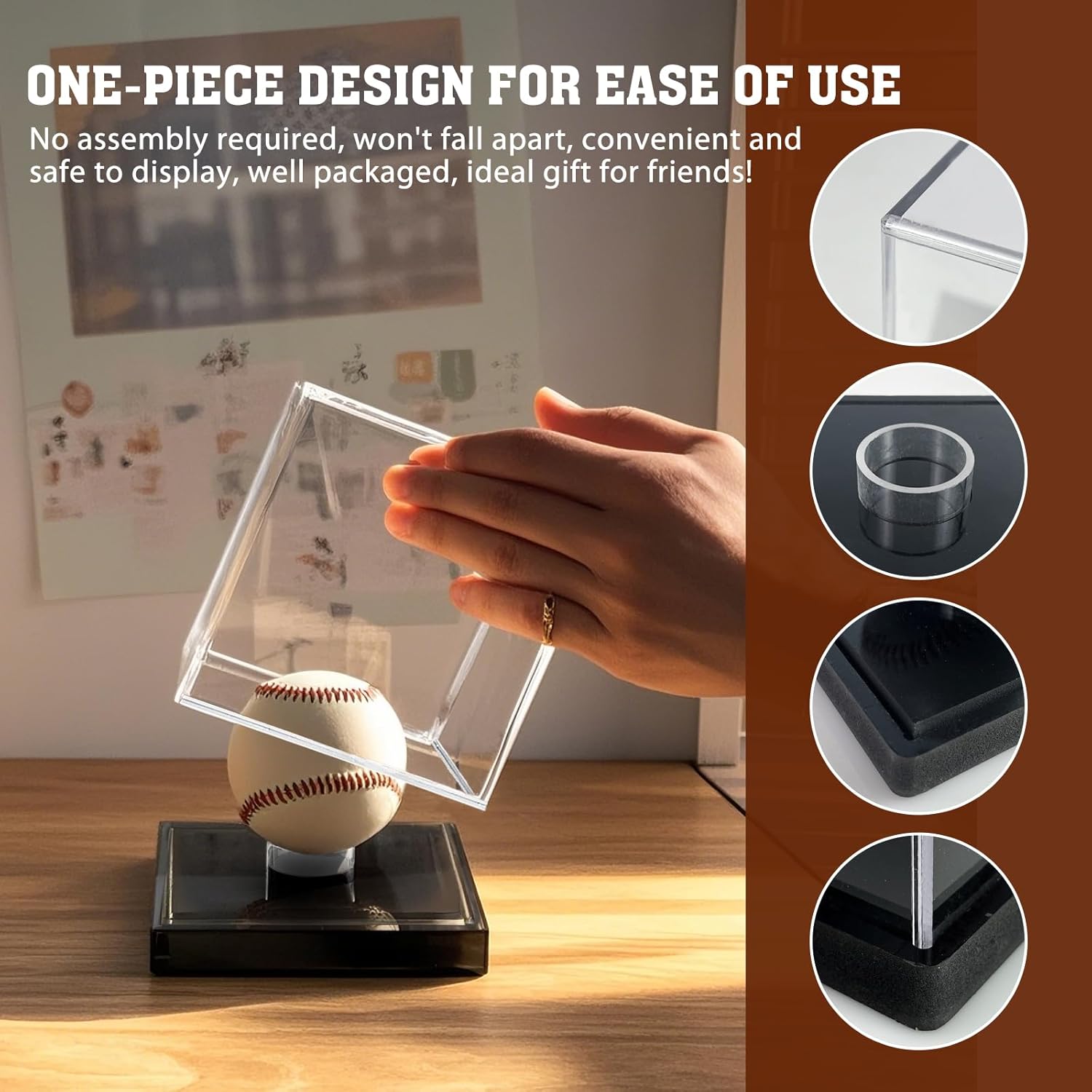 Baseball Display Case, Clear Acrylic Cube Baseball Case, UV Protected Baseball Holder Display Case, Baseball Stand Box for Signed Balls Memorabilia, 1 Pack - Image 2