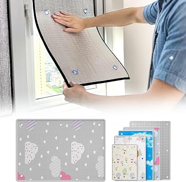 7in-80in Heat Reflective Window Film, 8mm Thickness Double Aluminium Insulation Foil, Total Blackout Privacy Film for Glass Window, Anti UV Window TintGray