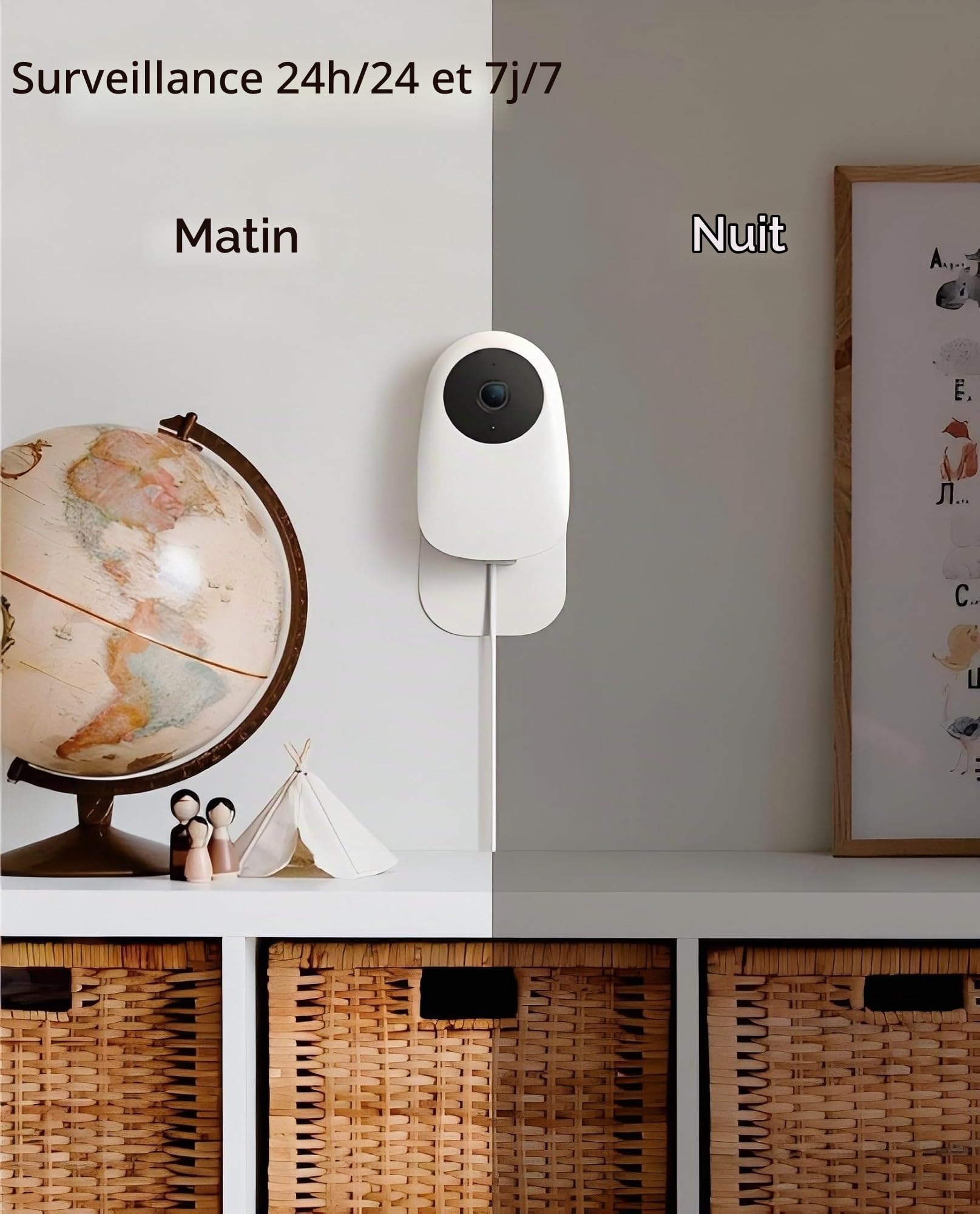 [Exclusivité Amazon] Nooie 2K Baby Monitor avec Carte Micro SD, pour bébé Nounou Personnes âgées et Surveillance d'animaux domestiques, Fonctionne avec Alexa