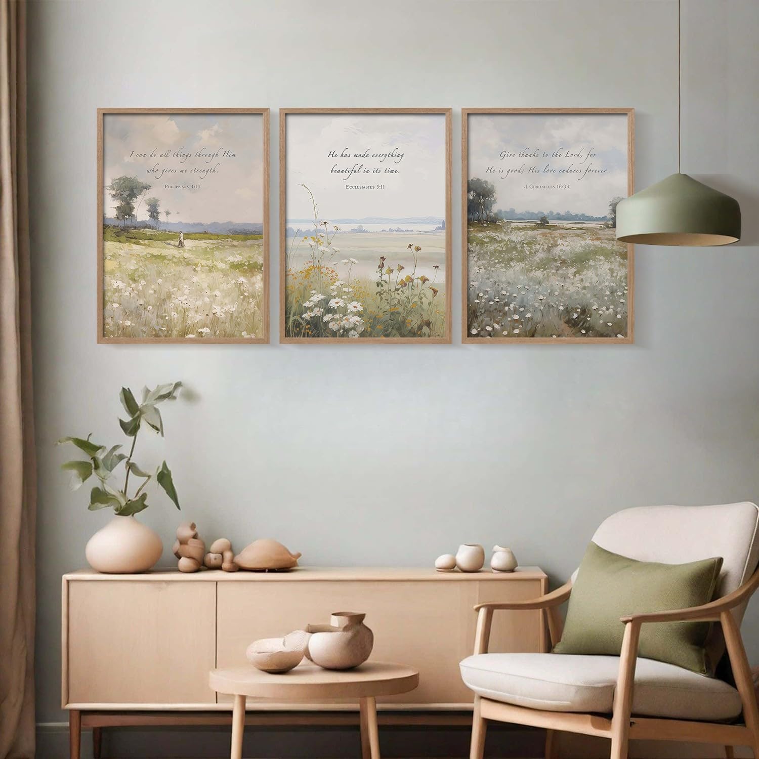 3Pcs Framed Bible Verse flowers Canvas Wall Art Botanical Inspirational Prints Religion Christian Gallery Posters Home Decor Living Room Bedroom Church Prayer Room 12x16 Inch Ready to Hang